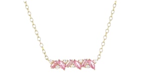 .30 ct. t.w. Lab-Grown Pink Sapphire Necklace with Lab-Grown Diamonds in 18kt Gold Vermeil