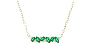 .20 ct. t.w. Lab-Grown Emerald Necklace with Lab-Grown Diamonds in 18kt Gold Vermeil