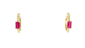 .60 ct. t.w. Lab-Grown Ruby Hoop Earrings in 18kt Gold Vermeil