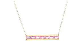 1.90 ct. t.w. Lab-Grown Pink Sapphire Bar Necklace in 18kt Gold Vermeil