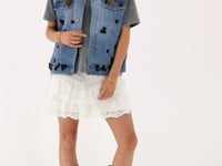 Blue denim vest with floral sequins | My Jewellery