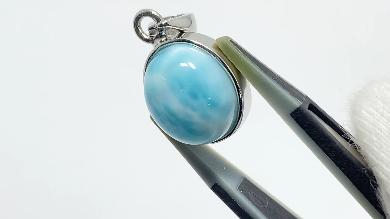 鑑別済 ラリマー 15mm ビーズ トップ beads282 ネックレス