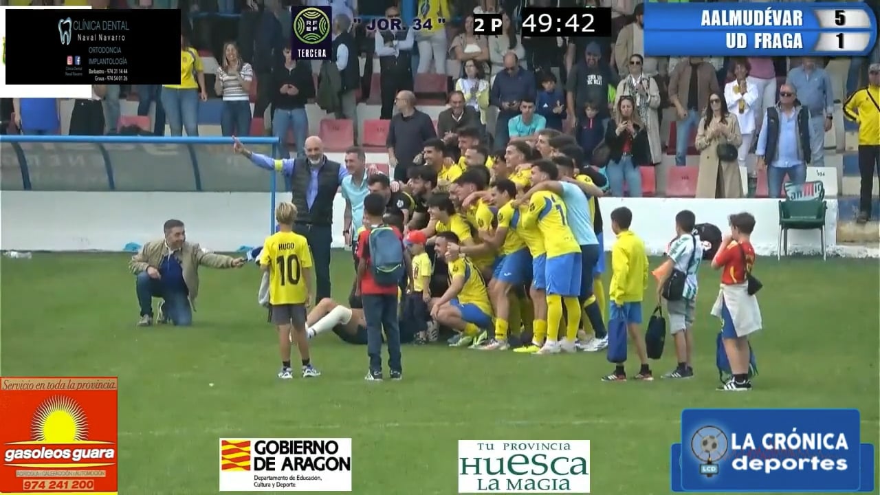 (ENTREVISTAS A AINOZA, TRULLEN, SESMA, JUISJA, ULPI, JUAN ANTONIO SAGARDOY, JOSÉ CARLOS GALLEGO Y CELEBRACIÓN DE LA AD ALMUDÉVAR QUE SEGUIRÁ EN 3ª RFEF) AD Almudévar 5-1 AD Almudévar / Jor. 34 / Tercera Rfef / 11.05.2025