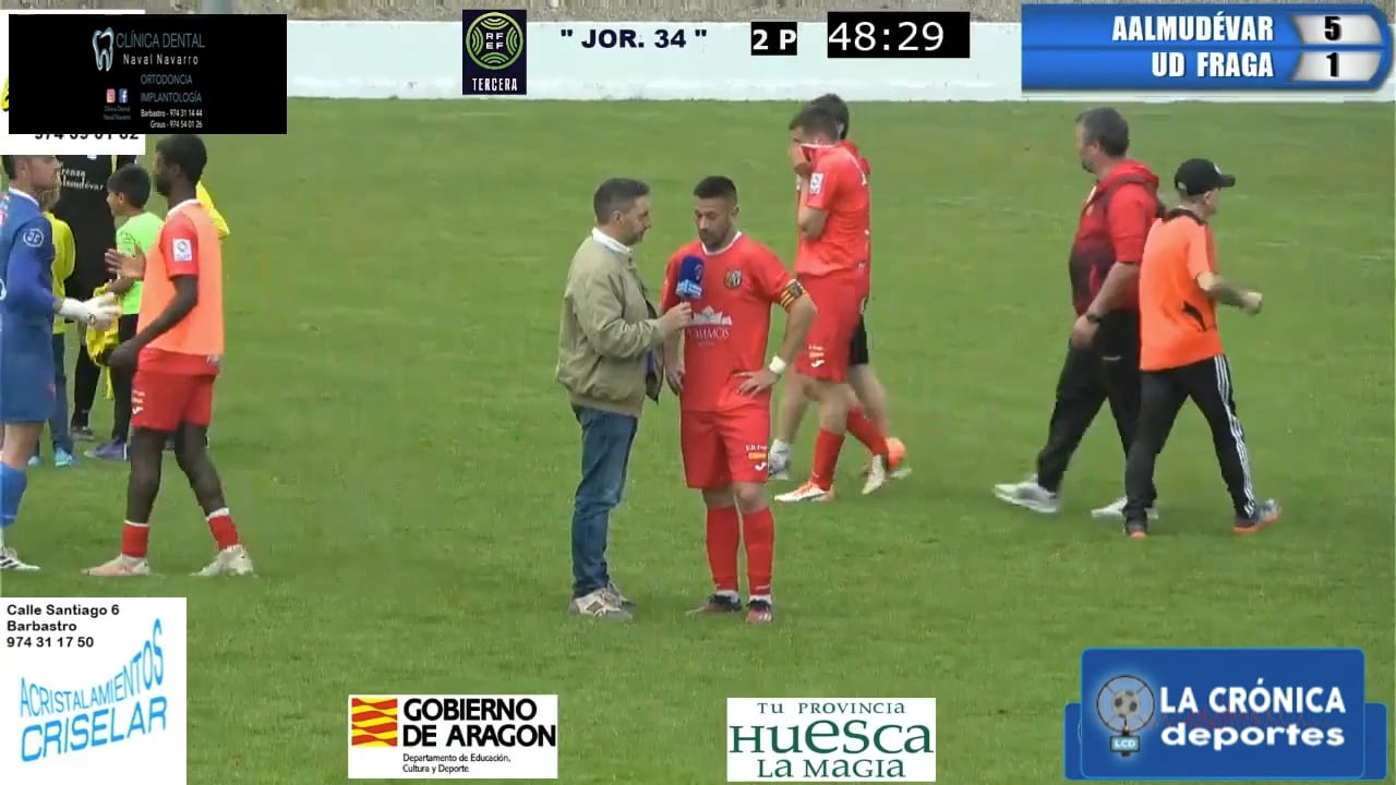 (ENTREVISTAS A CÉSAR, NICO, DAVID Y JOSÉ MIGUEL MARTÍNEZ, LA UD FRAGA DESCIENTE A PREFERENTE) AD Almudévar 5-1 AD Almudévar / Jor. 34 / Tercera Rfef / 11.05.2025