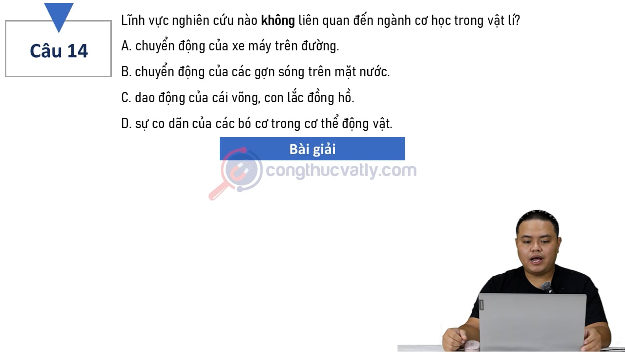 Lĩnh vực nghiên cứu nào không liên quan đến ngành cơ học trong vật lí?