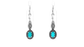 Turquoise Floral Drop Earrings in Sterling Silver