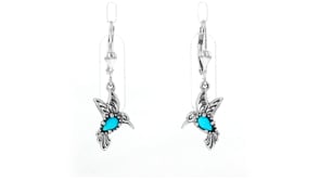 Turquoise Hummingbird Drop Earrings in Sterling Silver