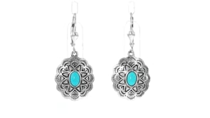 Turquoise Floral Drop Earrings in Sterling Silver