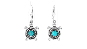 Turquoise Turtle Drop Earrings in Sterling Silver