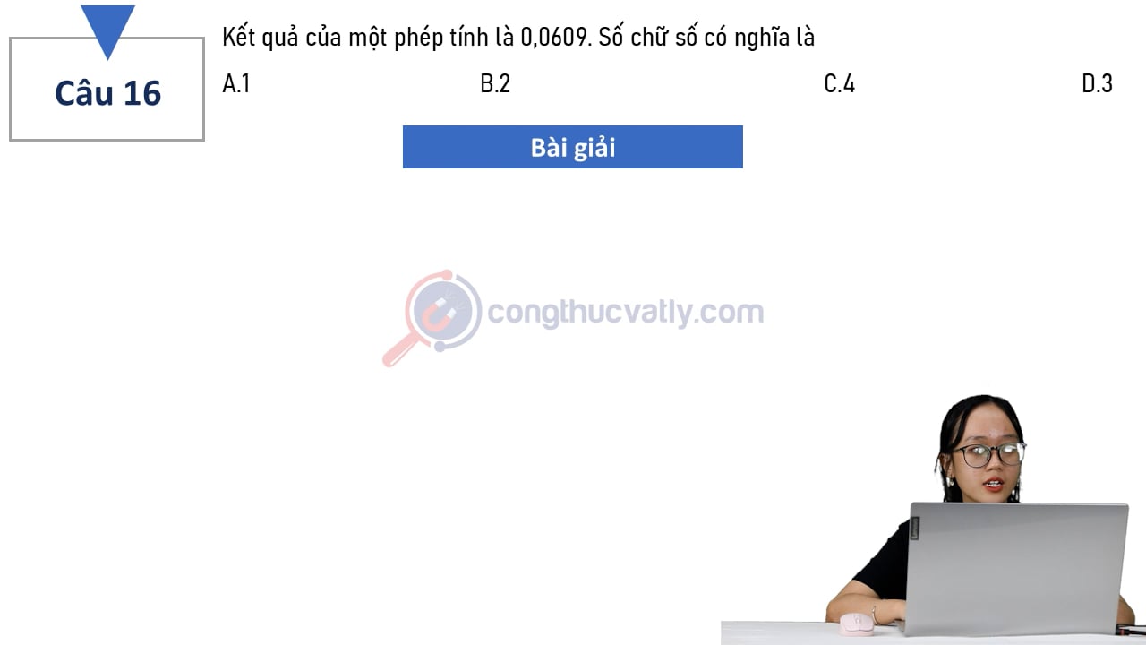 Kết quả của một phép tính là 0,0609.