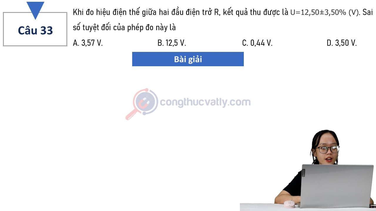 Khi đo hiệu điện thế giữa hai đầu điện trở R, kết quả thu được là