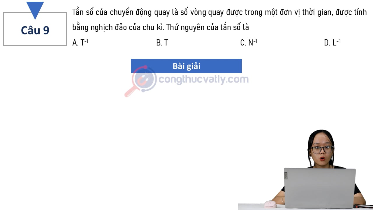 Tần số của chuyển động quay là số vòng quay được trong một đơn vị thời gian, được tính bằng nghịch đảo của chu kì.
