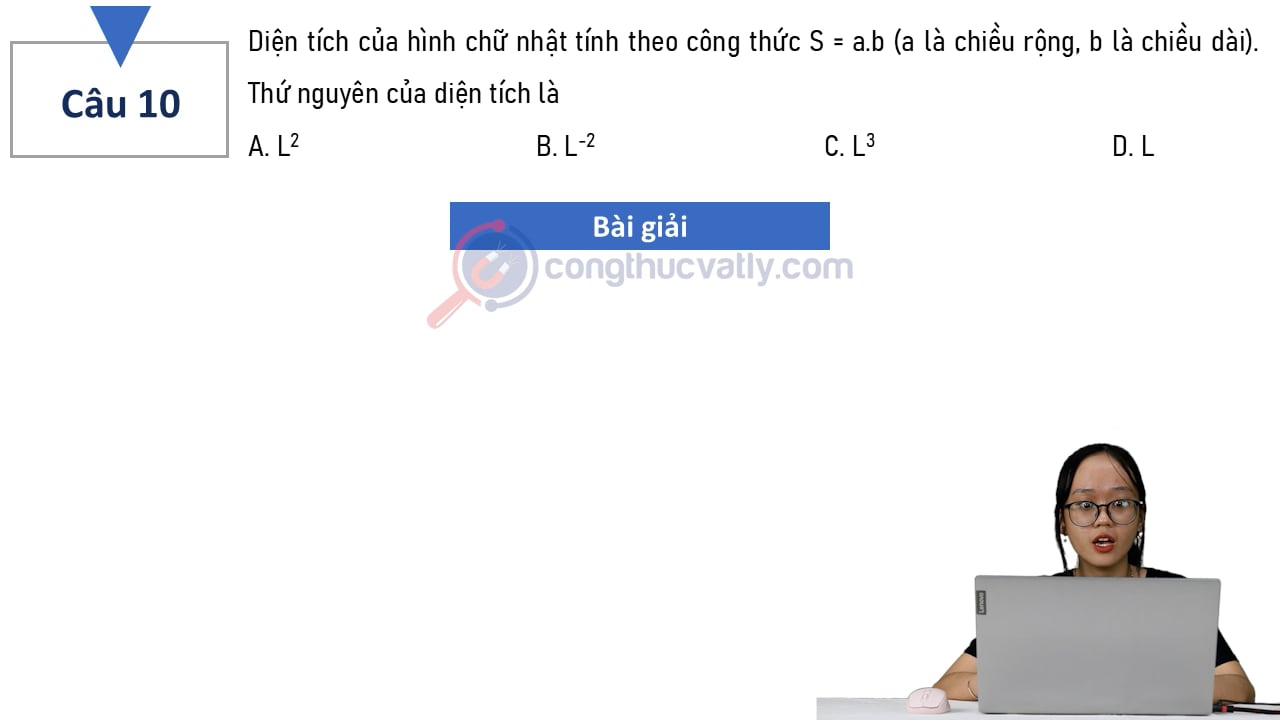 Diện tích của hình chữ nhật tính theo công thức S = a.b (a là chiều rộng, b là chiều dài).