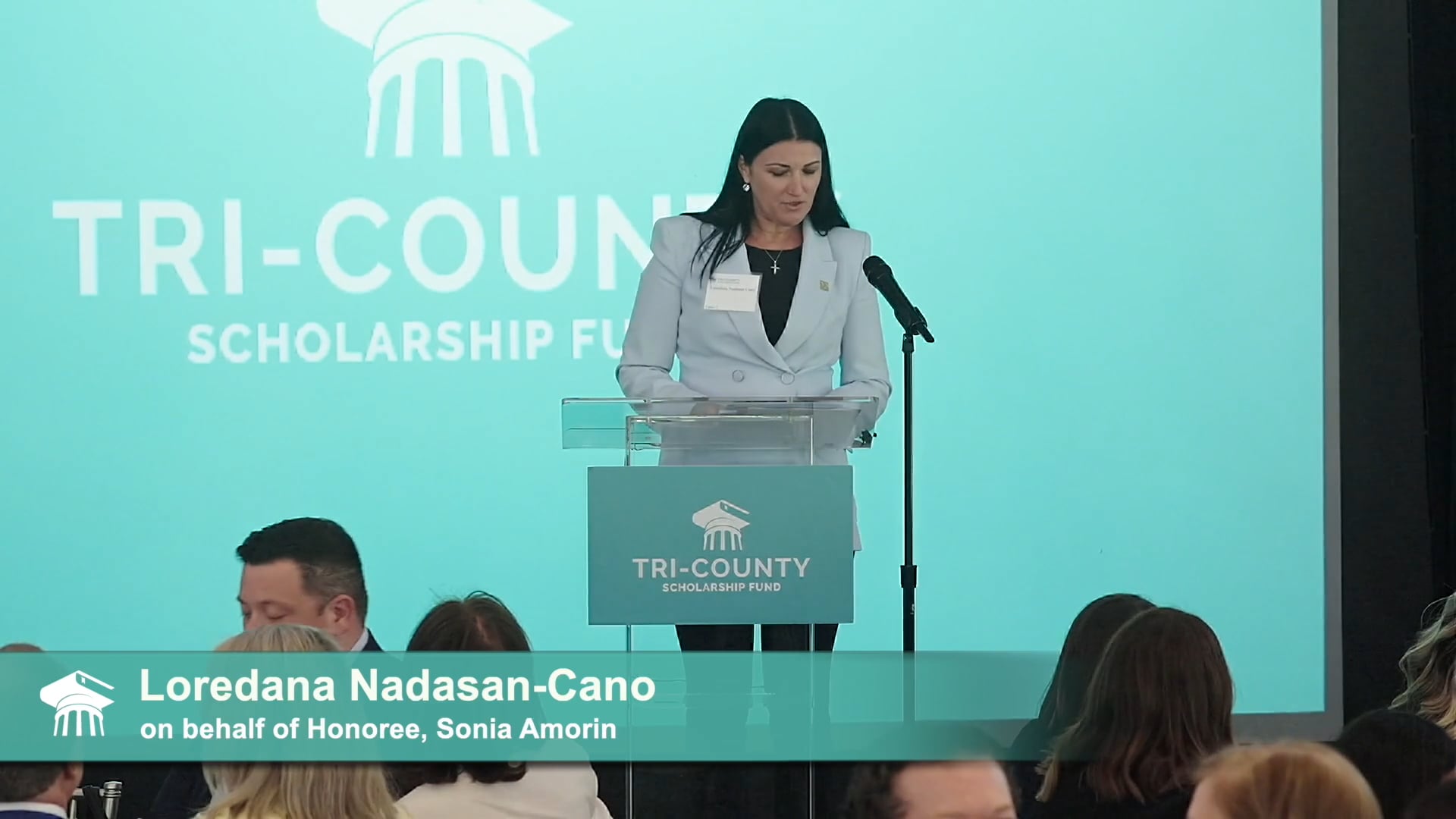 Accepting the 2025 Women of Achievement Award for Sonia Amorim, Valley Bank