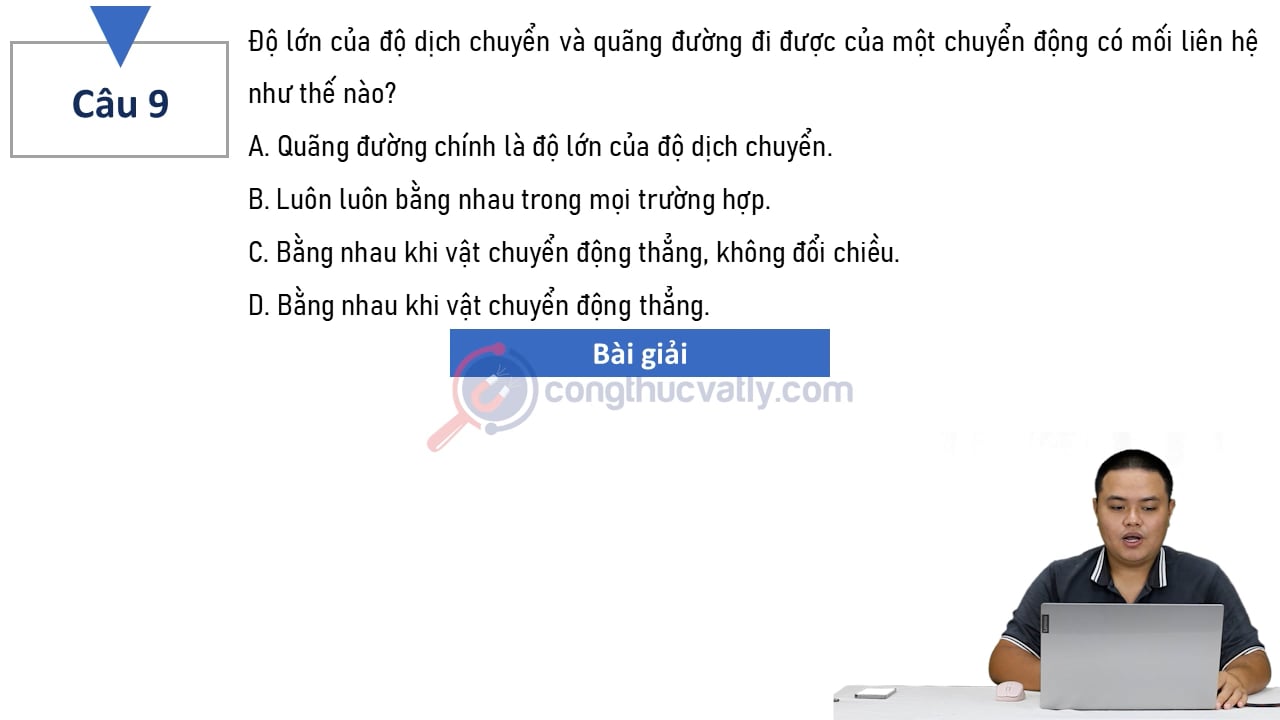 Độ lớn của độ dịch chuyển và quãng đường đi được của một chuyển động có mối liên hệ như thế nào?