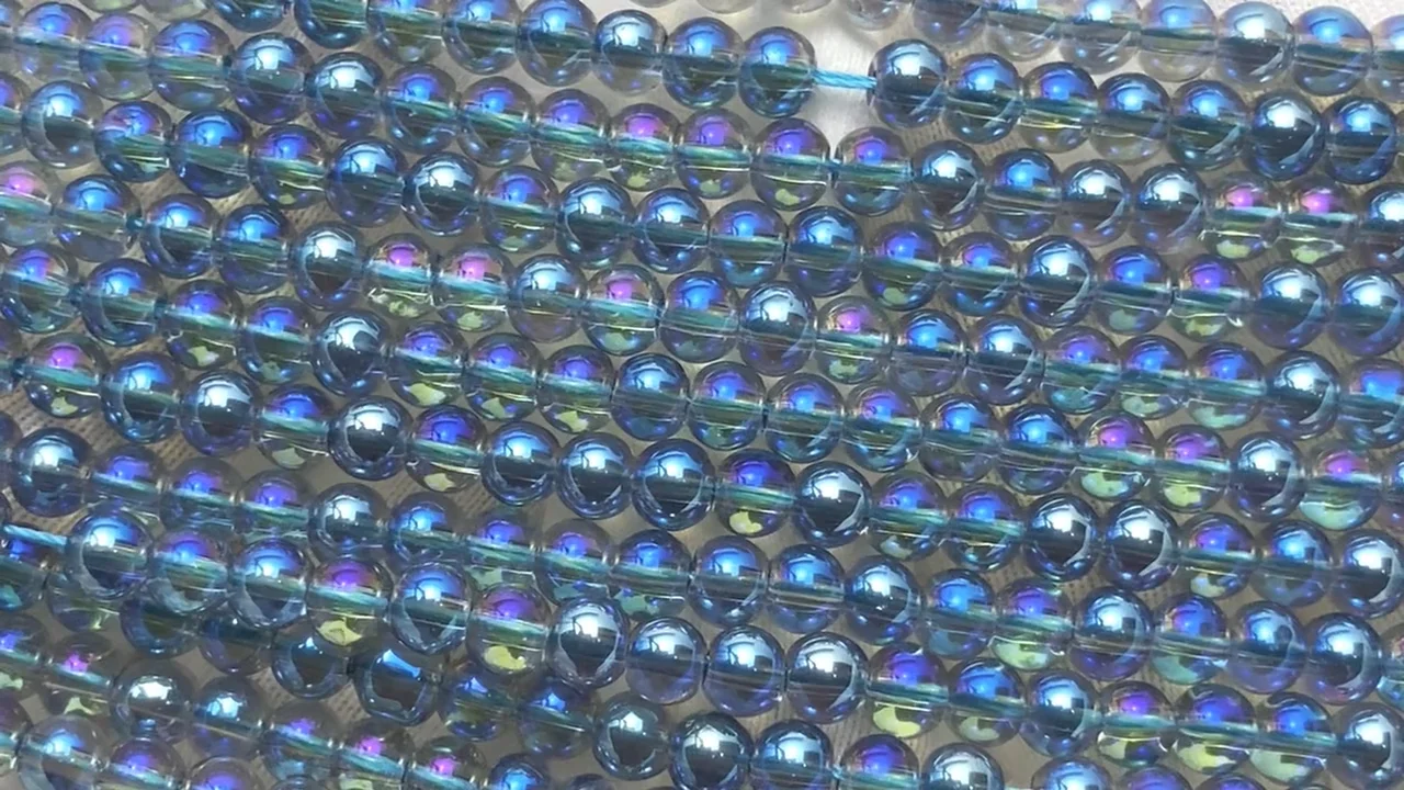 ブルーフラッシュクリスタル（溶錬水晶） ラウンド4mm 1連｜天然石