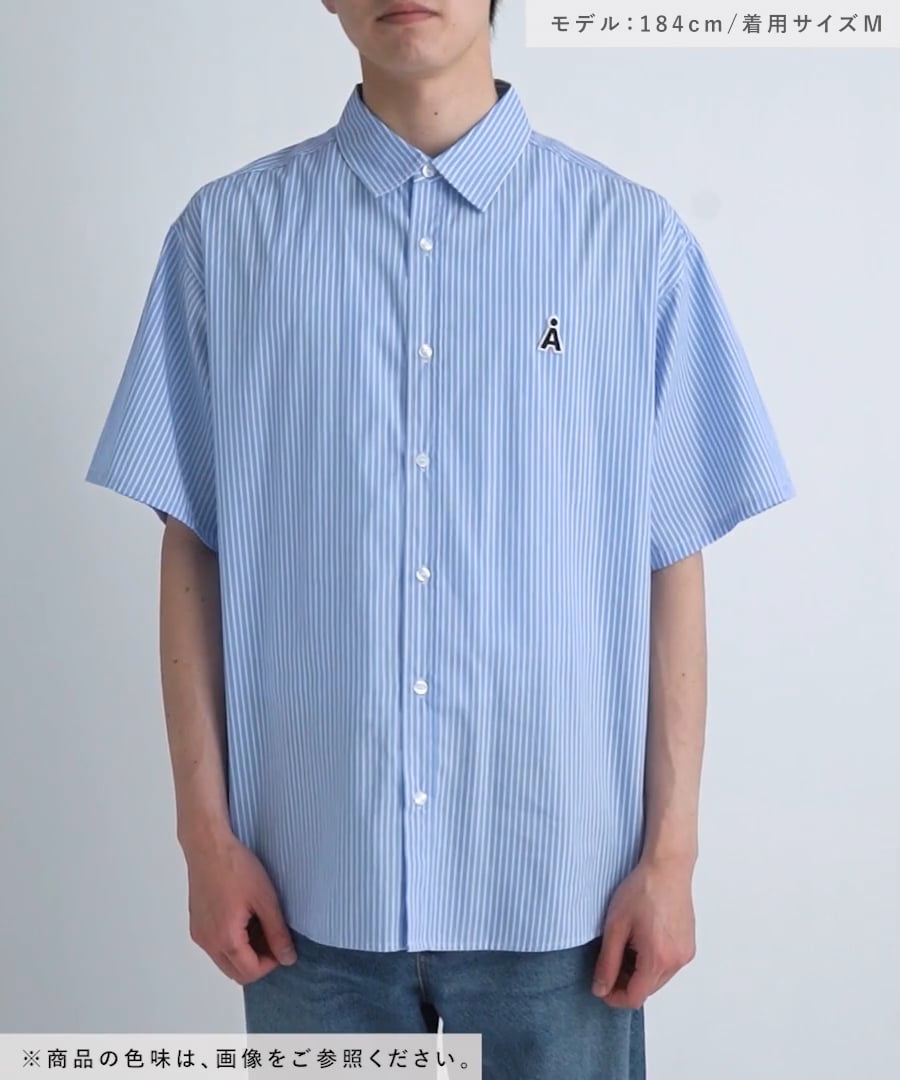 【国内送関税込】AelfricEden ストライプ 半袖 キャンプ シャツ UNISEX】ALAND／Aロゴストライプ半袖シャツ | [公式]エーランド
