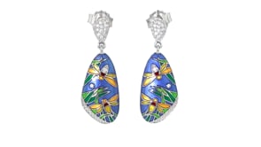 Belle Etoile Fireflies Multicolored Enamel and .30 ct. t.w. CZs in Sterling Silver