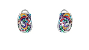 Belle Etoile Whirlwind Multicolored Enamel and .20 ct. t.w. CZ Earrings in Sterling Silver