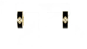 Roberto Coin Love in Verona Diamond and Black Enamel Hoop Earrings in 18kt Yellow Gold