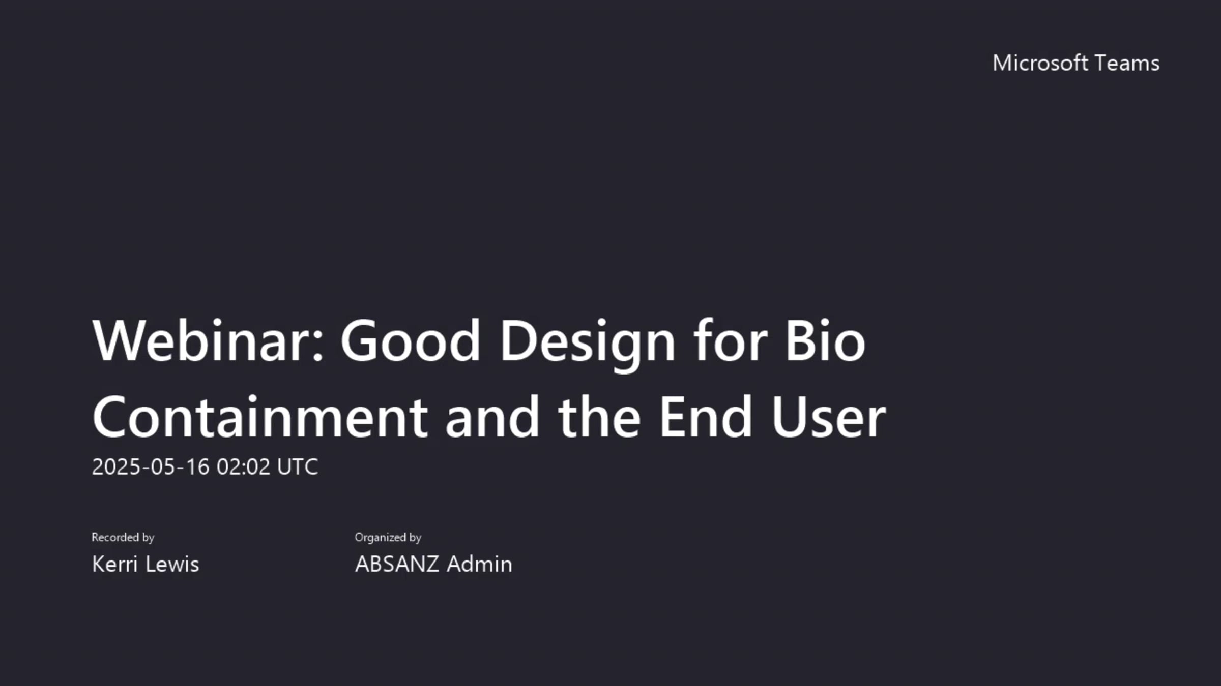 Webinar_ Good Design for Bio Containment and the End User-20250516 ...