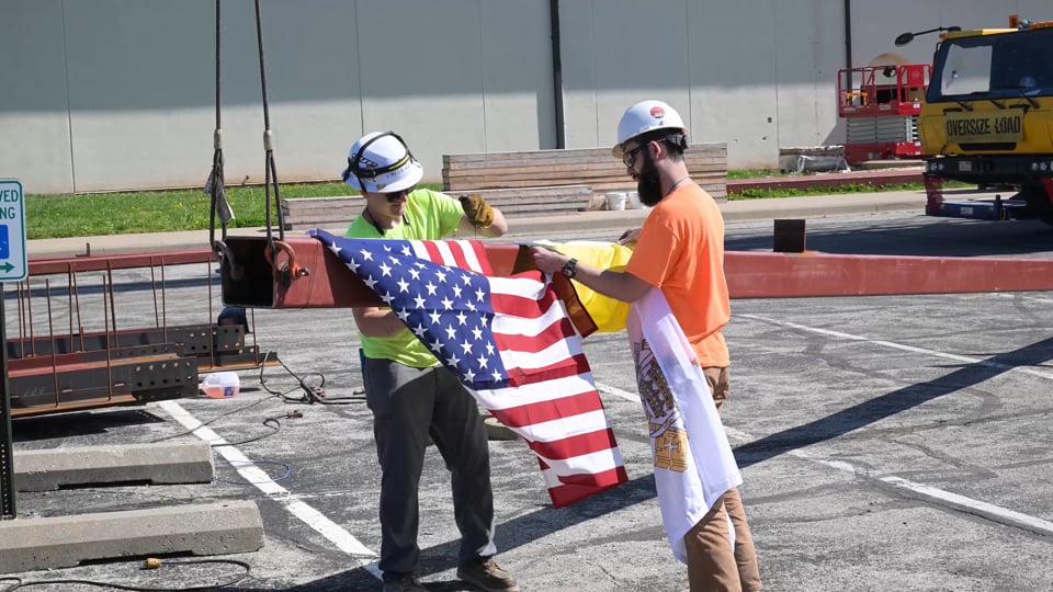 Steel Beams Lowered Into the Sanctuary