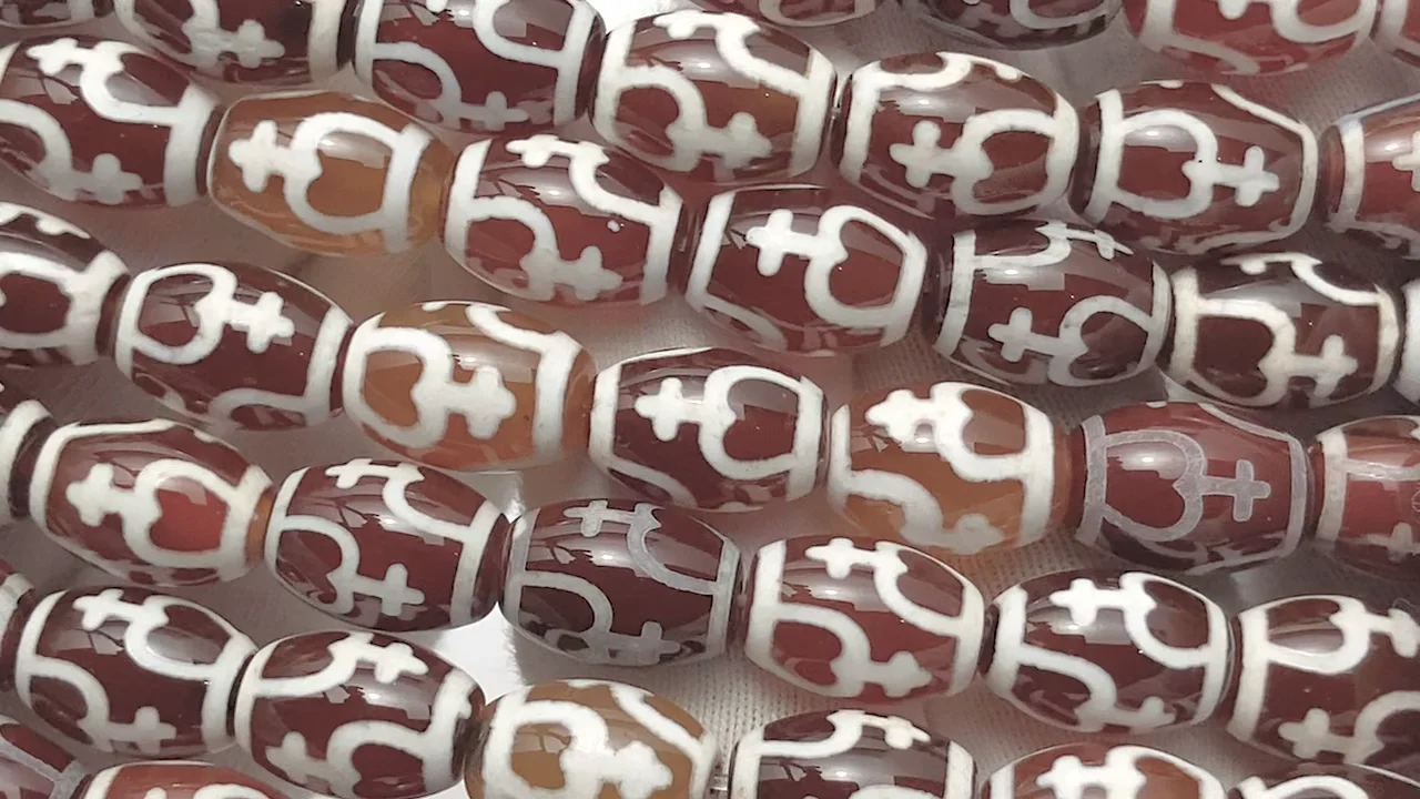 宝瓶天珠（ほうびんてんじゅ） ライス12×8×8mm レッドブラウン 1連