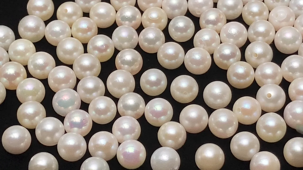 アコヤ真珠 ラウンド6mm ホワイト 【片穴】 5粒｜天然石ビーズの卸問屋 