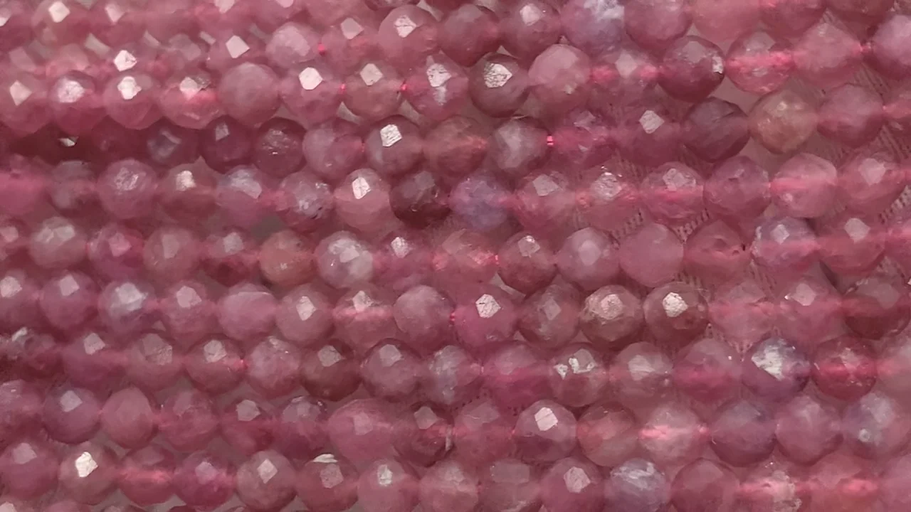 ピンクトルマリン ラウンドカット4mm 1連｜天然石ビーズの卸問屋・通販