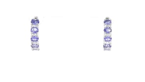 1.60 ct. t.w. Tanzanite and .20 ct. t.w. White Topaz Hoop Earrings in Sterling Silver