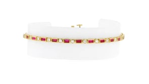 1.30 ct. t.w. Lab-Grown Ruby and .50 ct. t.w. Lab-Grown Diamond Bracelet in 18kt Gold Vermeil
