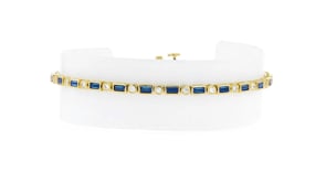 1.50 ct. t.w. Lab-Grown Sapphire and .50 ct. t.w. Lab-Grown Diamond Bracelet in 18kt Gold Vermeil