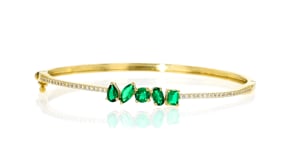 .70 ct. t.w. Lab-Grown Emerald and .25 ct. t.w. Lab-Grown Diamond Bangle Bracelet in 18kt Gold Vermeil