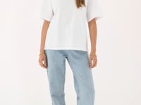 White T-shirt with orange "Riviera" | My Jewellery