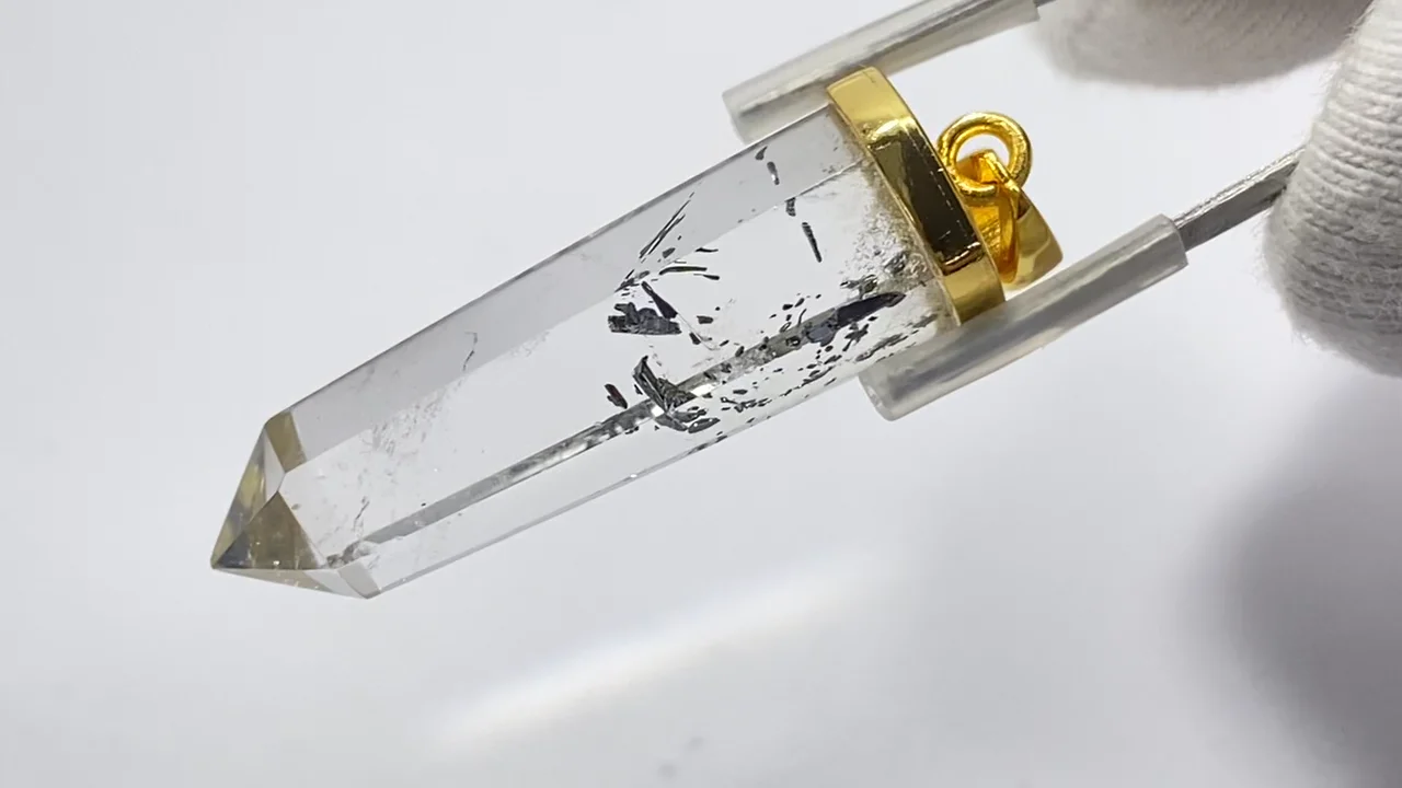 動画】【1点もの】スティブナイトインクォーツ ペンダントトップ 18KGP