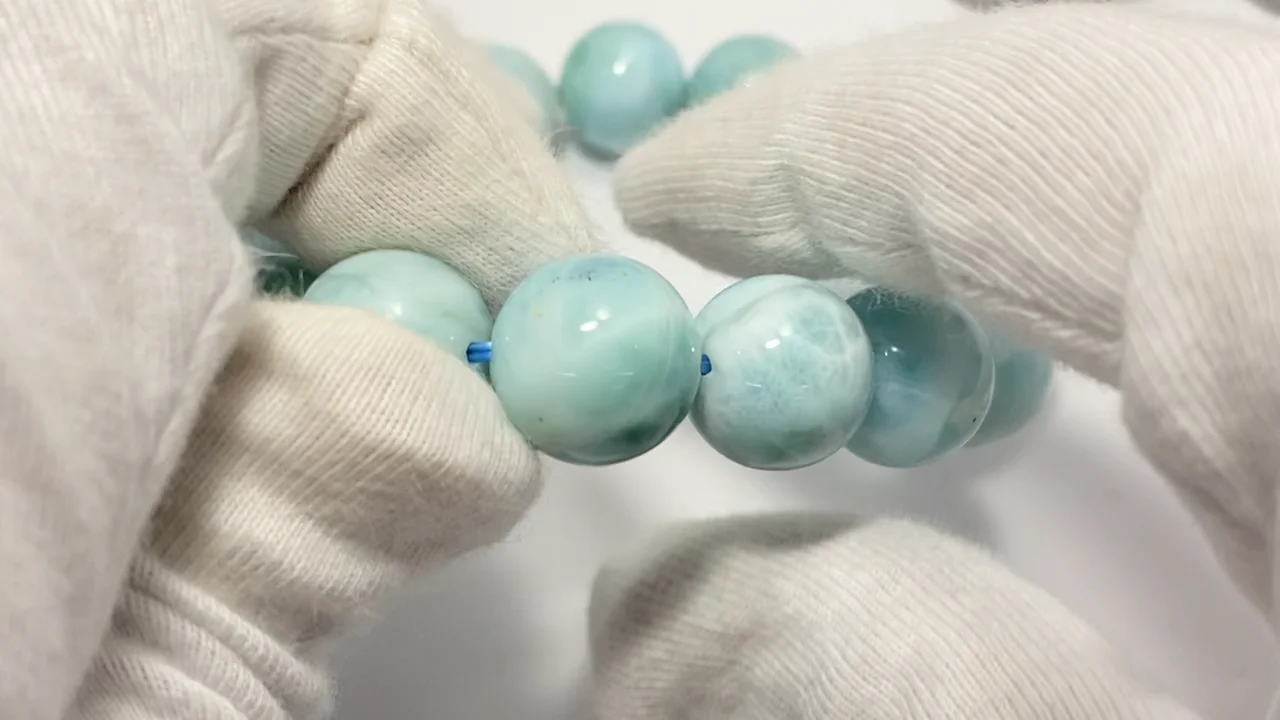 ラリマー AA++ ラウンド13mm 1連(ブレスレット) NO.20【1点もの