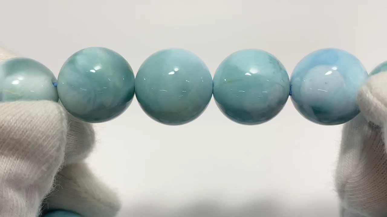 ラリマー AA++ ラウンド13mm 1連(ブレスレット) NO.22【1点もの