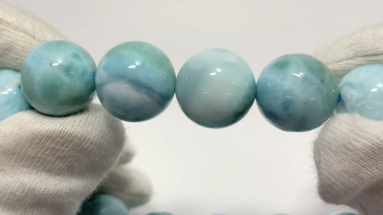 ラリマー AA++ ラウンド13mm 1連(ブレスレット) NO.25【1点もの
