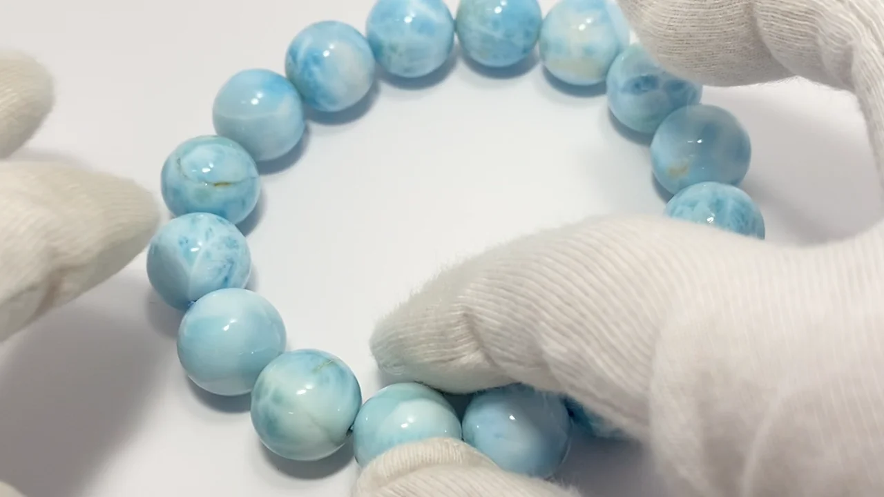 ラリマー AA++ ラウンド13mm 1連(ブレスレット) NO.26【1点もの