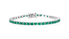 5.00 ct. t.w. Emerald and .30 ct. t.w. Diamond Tennis Bracelet in Sterling Silver