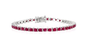 11.00 ct. t.w. Ruby and .31 ct. t.w. Diamond Tennis Bracelet in Sterling Silver