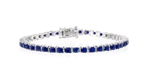 10.00 ct. t.w. Sapphire and .31 ct. t.w. Diamond Tennis Bracelet in Sterling Silver