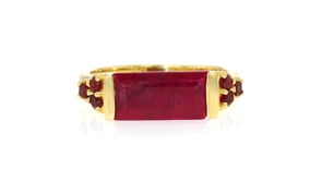 6.00 Carat Ruby and .50 ct. t.w. Garnet Ring in 18kt Gold Over Sterling