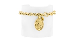 Italian 18kt Gold Over Sterling Miraculous Medal Charm Bracelet