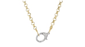 Italian .50 ct. t.w. CZ Oversized Lobster Clasp Necklace in Sterling Silver and 18kt Gold Over Sterling
