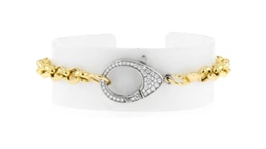 Italian .50 ct. t.w. CZ Oversized Lobster Clasp Bracelet in 18kt Gold Over Sterling and Sterling Silver
