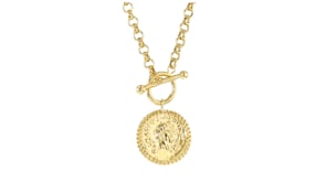 18kt Gold Over Sterling Coin Toggle Necklace