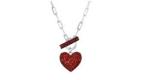 1.80 ct. t.w. Garnet Heart Toggle Necklace in Sterling Silver
