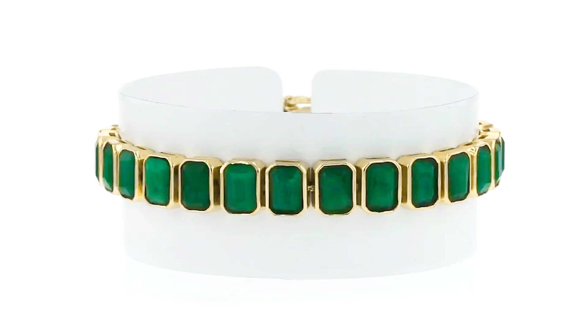 25.00 ct. t.w. Bezel-Set Emerald Bracelet in 18kt Gold Over