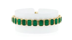 25.00 ct. t.w. Bezel-Set Emerald Bracelet in 18kt Gold Over Sterling